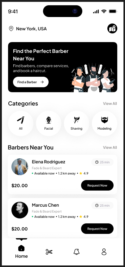 Shorter customer home screen